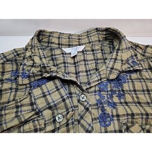 Time & Tru Long Sleeve Button‎ Up Large Plaid Shirt